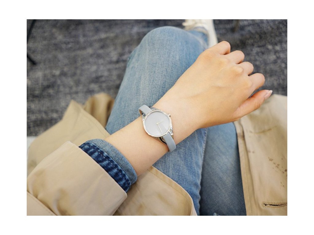 Calvin Klein Rebel Grey Dial Grey Leather Strap Watch for Women - K8P231Q4