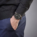 Hugo Boss Grand Prix Black Dial Black Leather Strap Watch for Men - 1513474