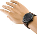 Tommy Hilfiger Hunter Black Dial Brown Leather Strap Watch for Men - 1791604