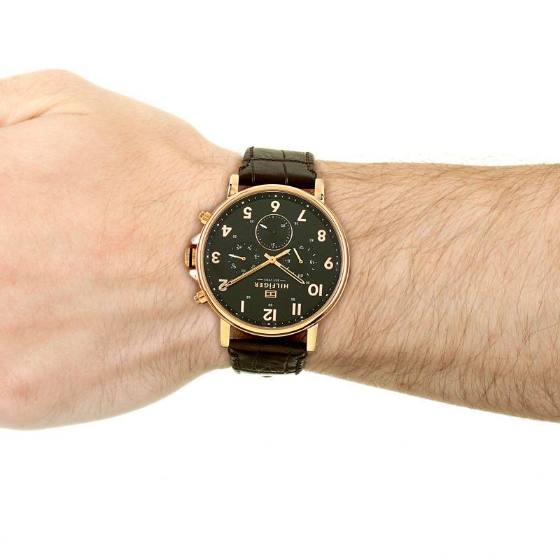 Tommy Hilfiger Daniel Black Dial Brown Leather Strap Watch for Men - 1710379