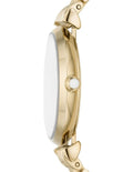 Emporio Armani Gianni T Bar Analog Crystals Gold Dial Gold Steel Strap Watch For Women - AR11608