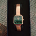 Daniel Wellington Quadro Green Dial Gold Stainless Steel Watch For Women - DW00100520