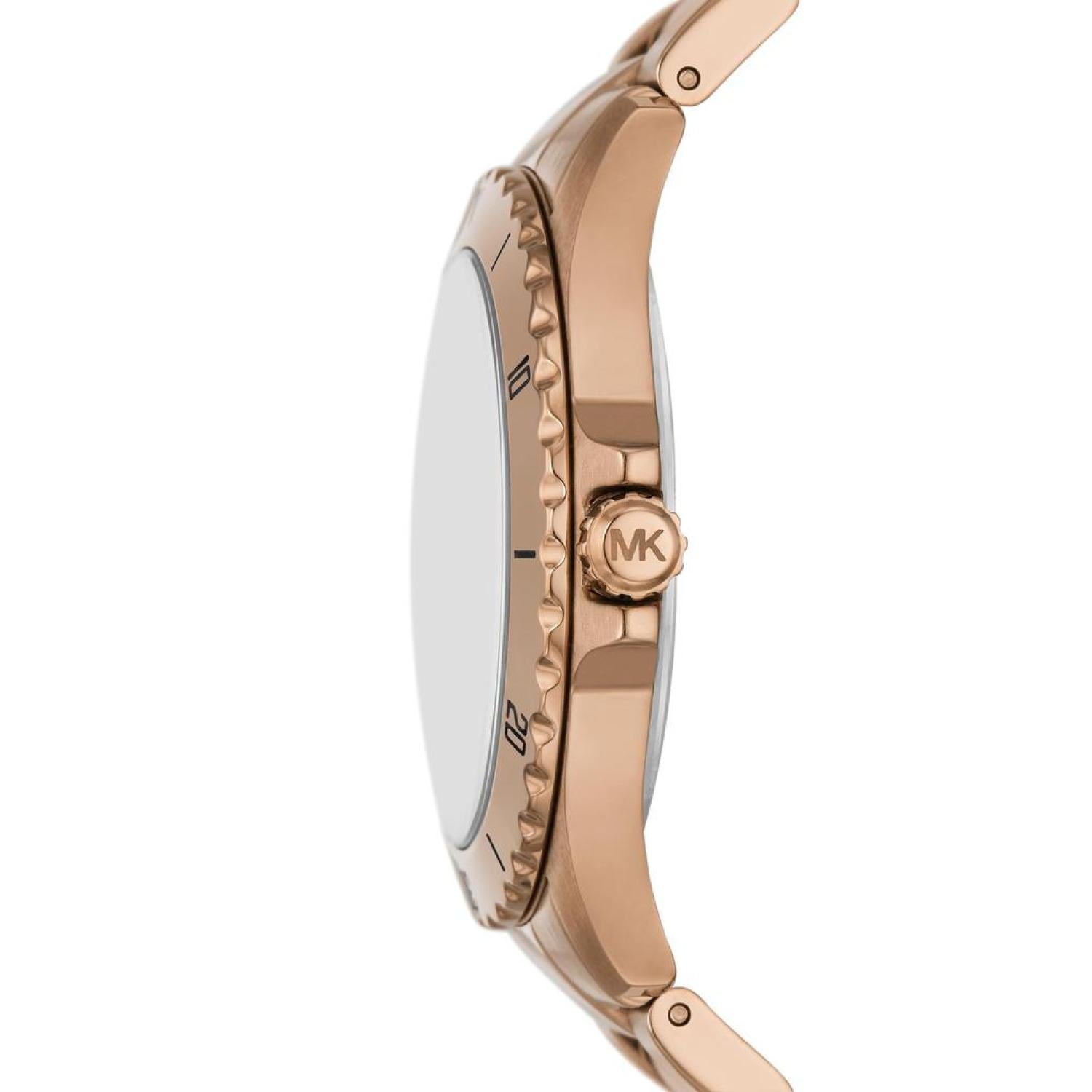 Michael Kors Everest Three Hand Quartz Black Dial Gold Steel Strap Watch For Men - MK9140