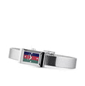 Gucci G Frame Quartz Diamonds Green & Red Mother of Pearl Dial Silver Mesh Bracelet Watch For Women - YA147510
