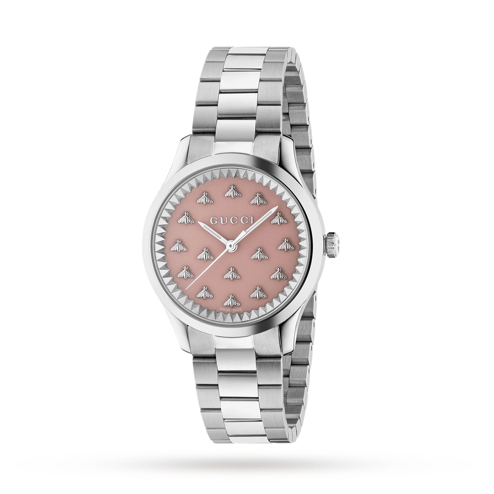 Gucci G Timeless Quartz Pink Dial Silver Steel Strap Watch for Women - YA1265033