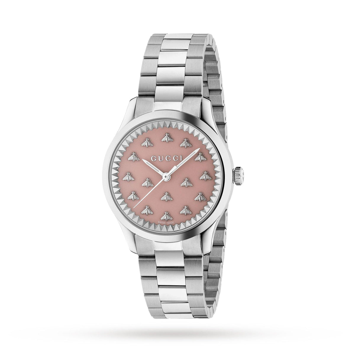Gucci G Timeless Quartz Pink Dial Silver Steel Strap Watch for Women - YA1265033