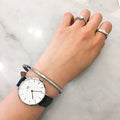 Daniel Wellington Classic Petite Sheffield White Dial Black Leather Strap Watch For Women - DW00100186