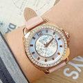 Coach Boyfriend Mother of Pearl White Dial Pink Leather Strap Watch for Women - 14503151