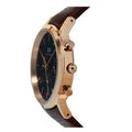 Daniel Wellington Iconic Chronograph Blue Dial Brown Leather Strap Watch For Men - DW00100639