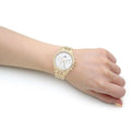 Tommy Hilfiger Ari Multifunction Diamonds Silver Dial Gold Steel Strap Watch for Women - 1781977
