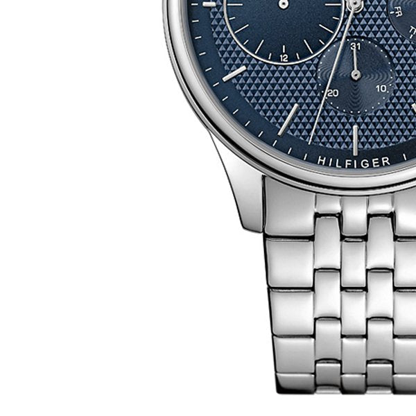 Tommy Hilfiger Damon Chronograph Blue Dial Silver Steel Strap Watch for Men - 1791416