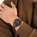 Tommy Hilfiger Gavin Chronograph Quartz Black Dial Brown Leather Strap Watch for Men - 1791470