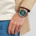 Tommy Hilfiger Lars Chronograph Green Dial Brown Leather Strap Watch For Men - 1792064