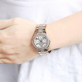 Guess Viva Diamonds White Dial Rose Gold Steel Strap Watch for Women - W0111L3