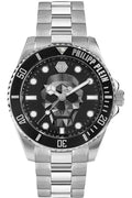 Philipp Plein The $kull Diver Black Dial Silver Stainless Steel Strap Watch For Men- PWOAA0522