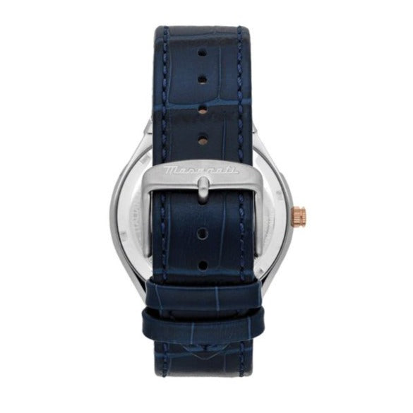 Maserati Stile Automatic Limited Edition White Dial Blue Leather Strap Watch For Men - R8821142001