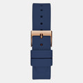 Guess Multifunction Crystals Rose Gold Dial Blue Rubber Strap Watch For Women - GW0439L4