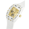Guess Phoenix Analog Gold Dial White Silicone Strap Watch For Men - GW0499G5