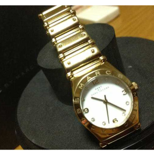 Marc Jacobs Amy White Dial Gold Steel Strap Watch for Women - MBM8519