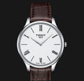 Tissot T Classic Tradition 5.5 Quartz White Dial Brown Leather Strap Watch For Men - T063.409.16.018.00