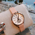 Michael Kors Petite Portia Silver Dial Pink Rubber Strap Watch For Women - MK2735