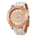 Michael Kors Runway Quartz Rose Gold Dial White Leather Strap Watch For Women - MK6980
