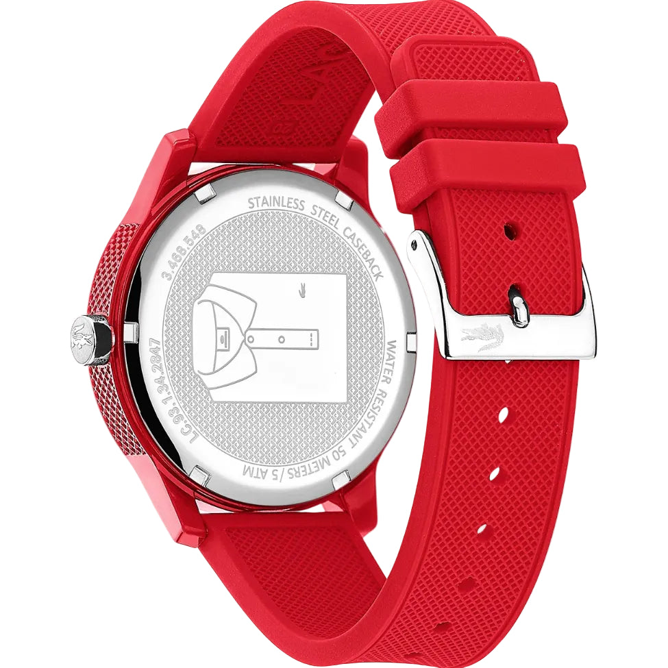 Lacoste 12.12 Red Dial Red Silicon Strap Watch for Men - 2010988