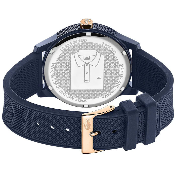 Lacoste 12.12 Navy Blue Dial Navy Blue Silicone Strap Watch for Men - 2011011