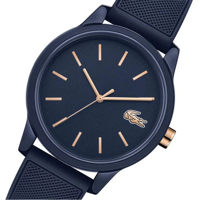 Lacoste 12.12 Navy Blue Dial Navy Blue Silicone Strap Watch for Men - 2011011