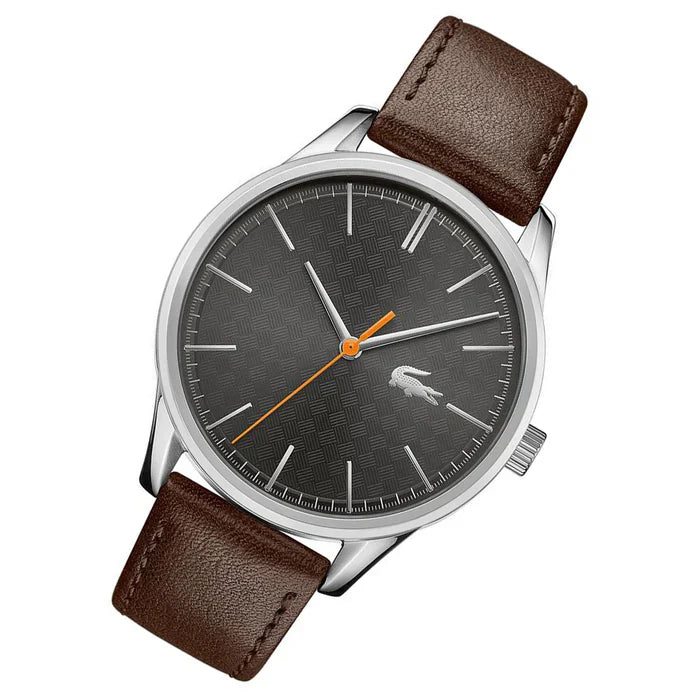Lacoste Vienna Grey Dial Brown Leather Strap Watch for Men - 2011045