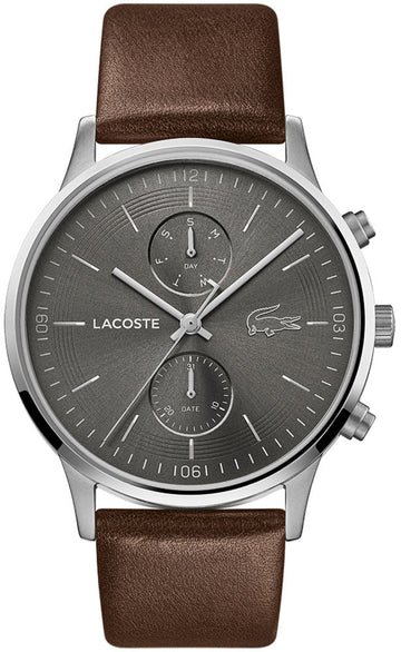 Lacoste Madrid Gray Dial Brown Leather Strap Watch for Men - 2011066