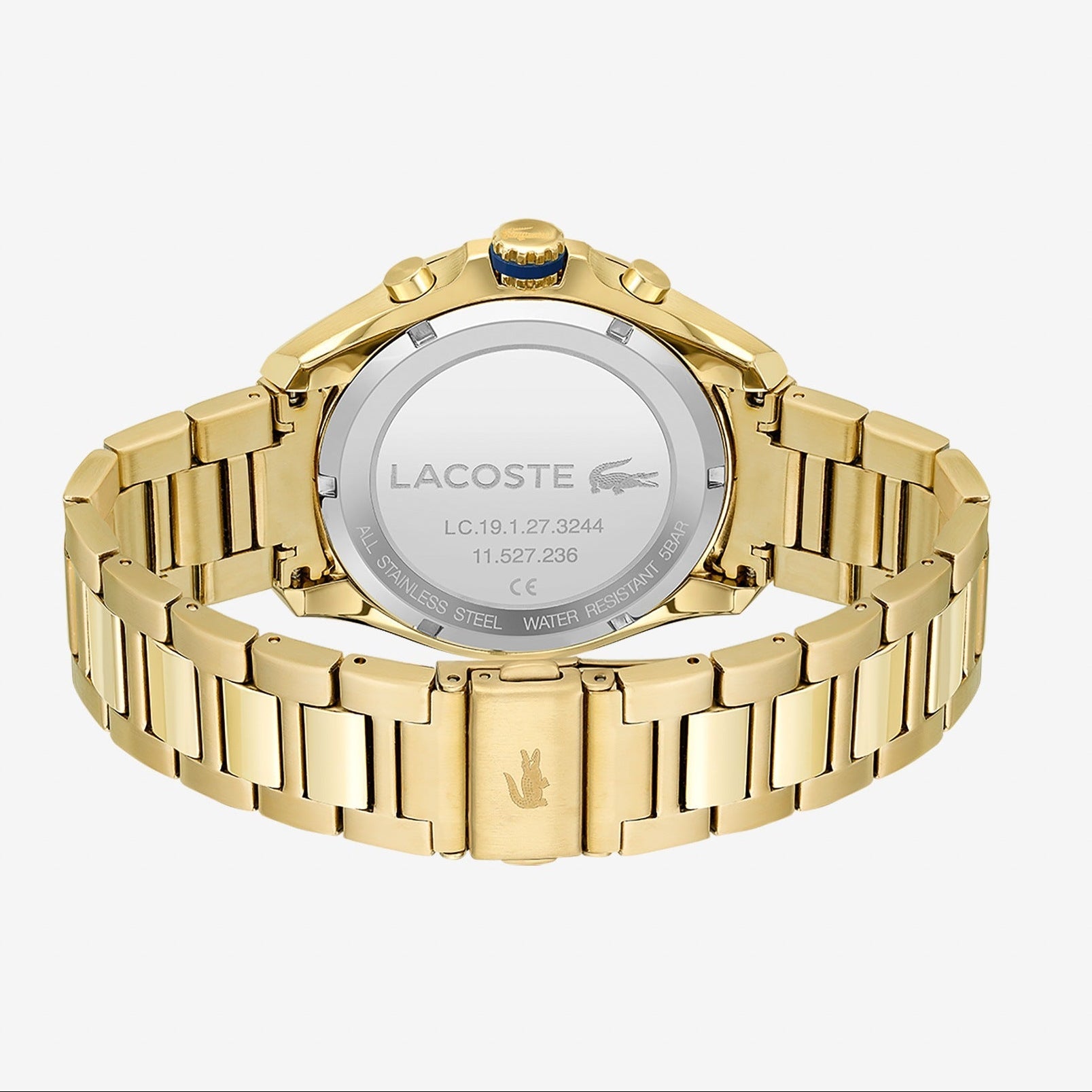 Lacoste Tiebreaker Chronograph Blue Dial Gold Steel Strap Watch for Men - 2011151