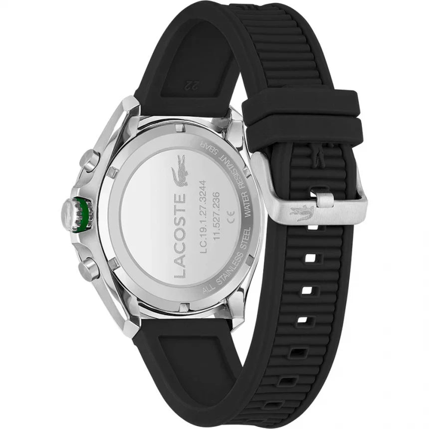 Lacoste Tiebreaker Chronograph Black Dial Black Silicone Strap Watch for Men - 2011152