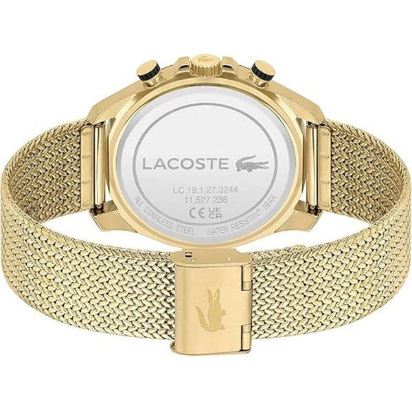 Lacoste Neoheritage Chronograph Black Dial Gold Mesh Strap Watch for Men - 2011254