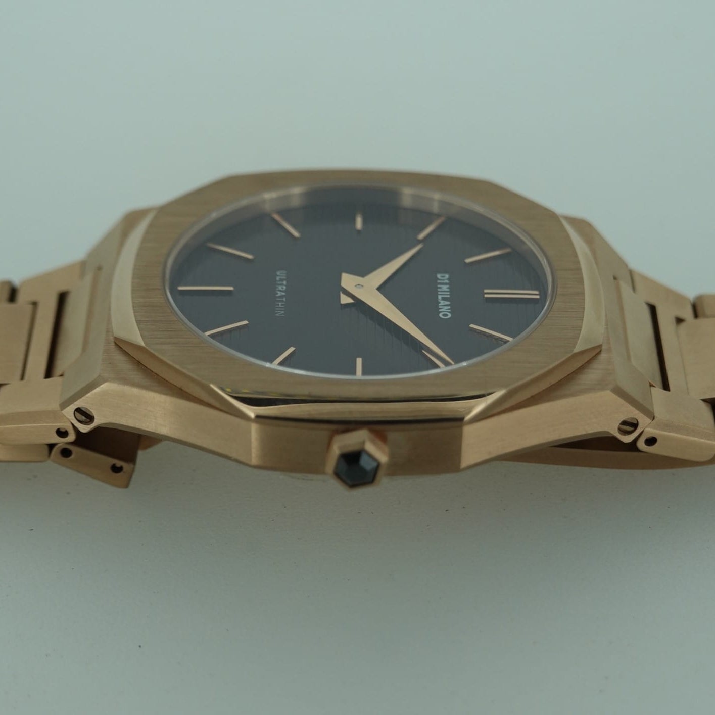 D1 Milano Ultra Thin Brown Dial Gold Steel Strap Watch for Men - D1-UTBJ13
