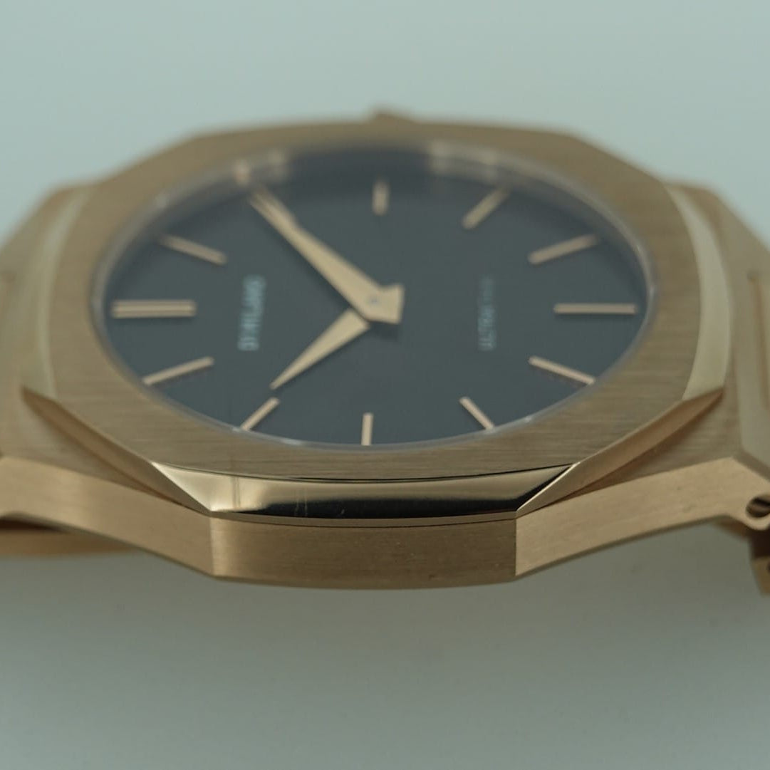D1 Milano Ultra Thin Brown Dial Gold Steel Strap Watch for Men - D1-UTBJ13