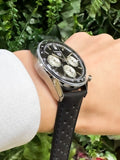 Tag Heuer Carrera Automatic Chronograph Black Dial Black Leather Strap Watch for Men - CBS2210.FC6534