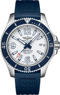 Breitling Superocean II Automatic 42mm White Dial Blue Rubber Strap Watch for Men - A17366D81A1S2