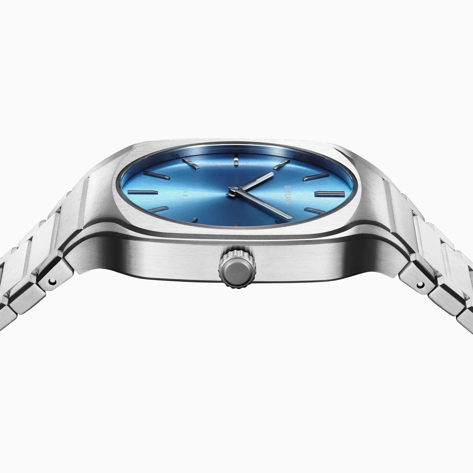 D1 Milano Square Caribbean Blue Dial Silver Steel Strap Watch for Men - D1-SQBJ07