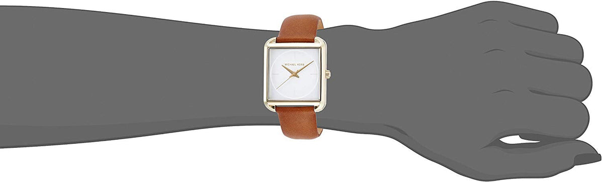 Michael Kors Lake White Dial Brown Leather Strap Watch For Women - MK2584