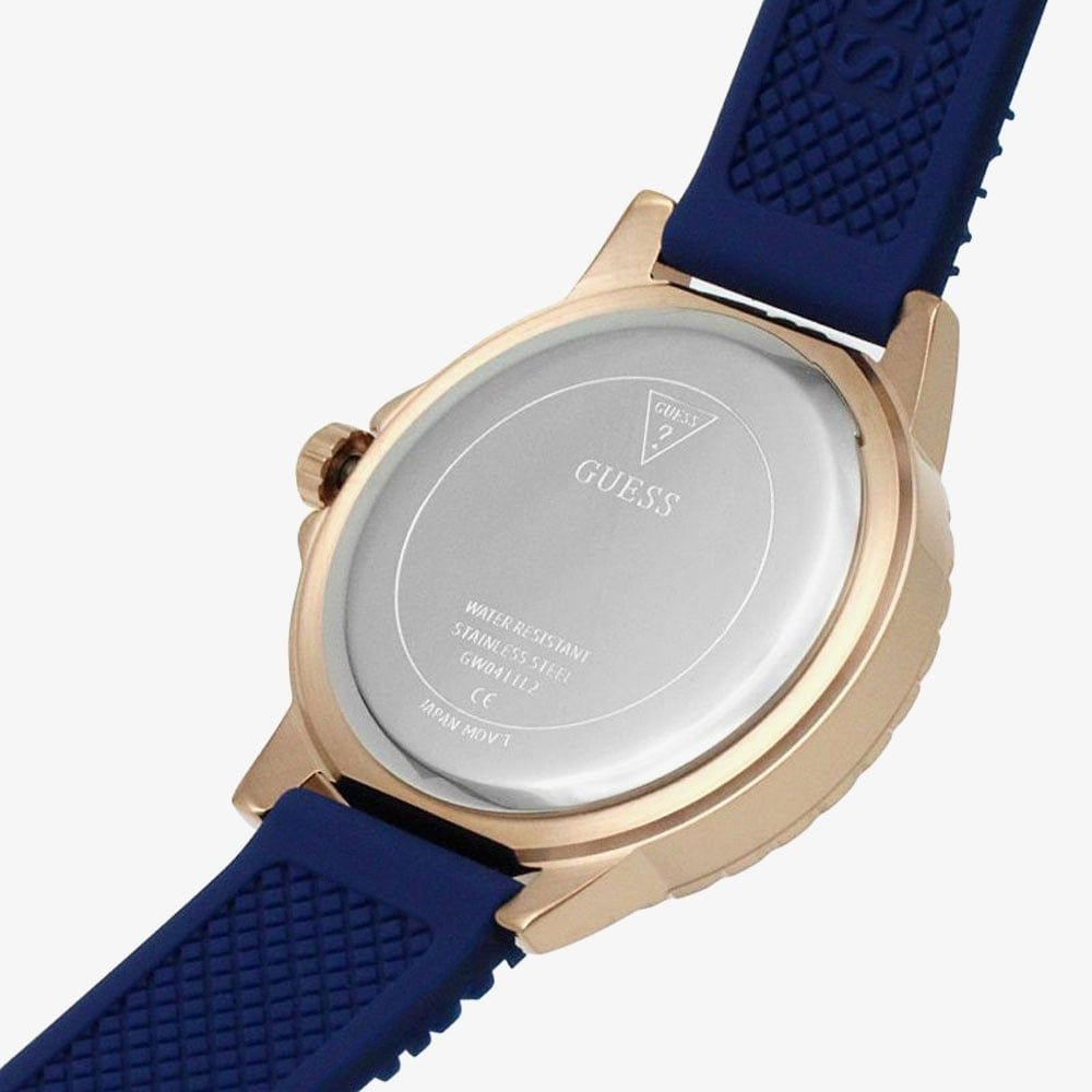 Guess Crown Jewel Diamonds White Dial Blue Rubber Strap Watch for Women - GW0411L2