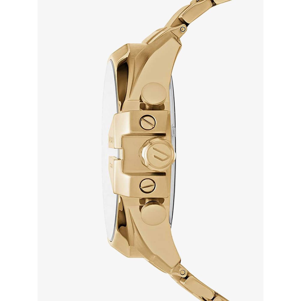Diesel Mega Chief Chronograph Gold Dial Gold Steel Strap Watch For Men - DZ4360