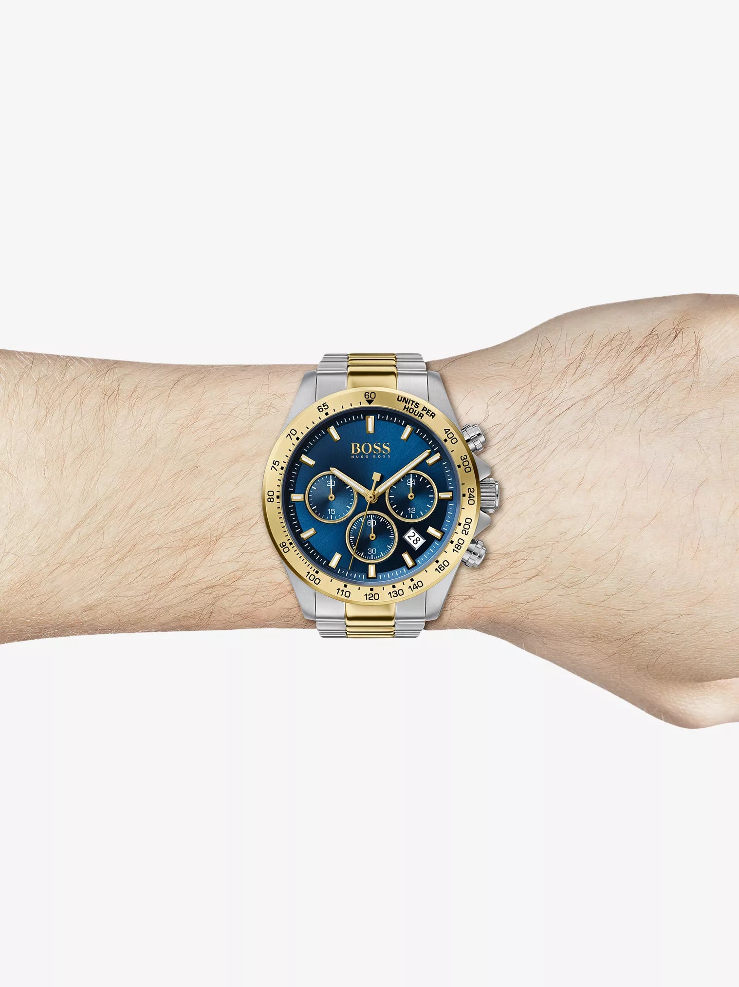 Hugo Boss Hero Blue Dial Two Tone Steel Strap Watch for Men - 1513767