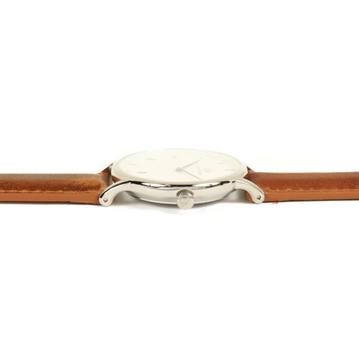 Daniel Wellington Dapper Durham Analog White Dial Brown Leather Strap Watch For Women - DW00100114