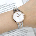 Emporio Armani Modern Slim Analog Mother of Pearl Dial Two Tone Steel Strap Watch For Women - AR11157