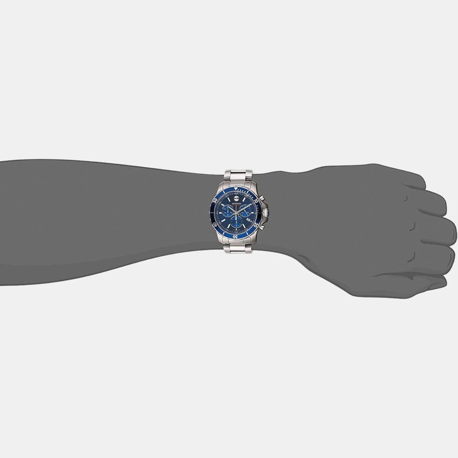 Movado Series 800 Blue Dial Two Tone Steel Strap Watch for Men - 2600149