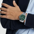 Movado Series 800 Chronograph Green Dial Silver Steel Strap Watch for Men - 2600179
