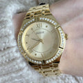 Guess Cosmo Diamonds Gold Dial Gold Steel Strap Watch For Women - GW0033L2