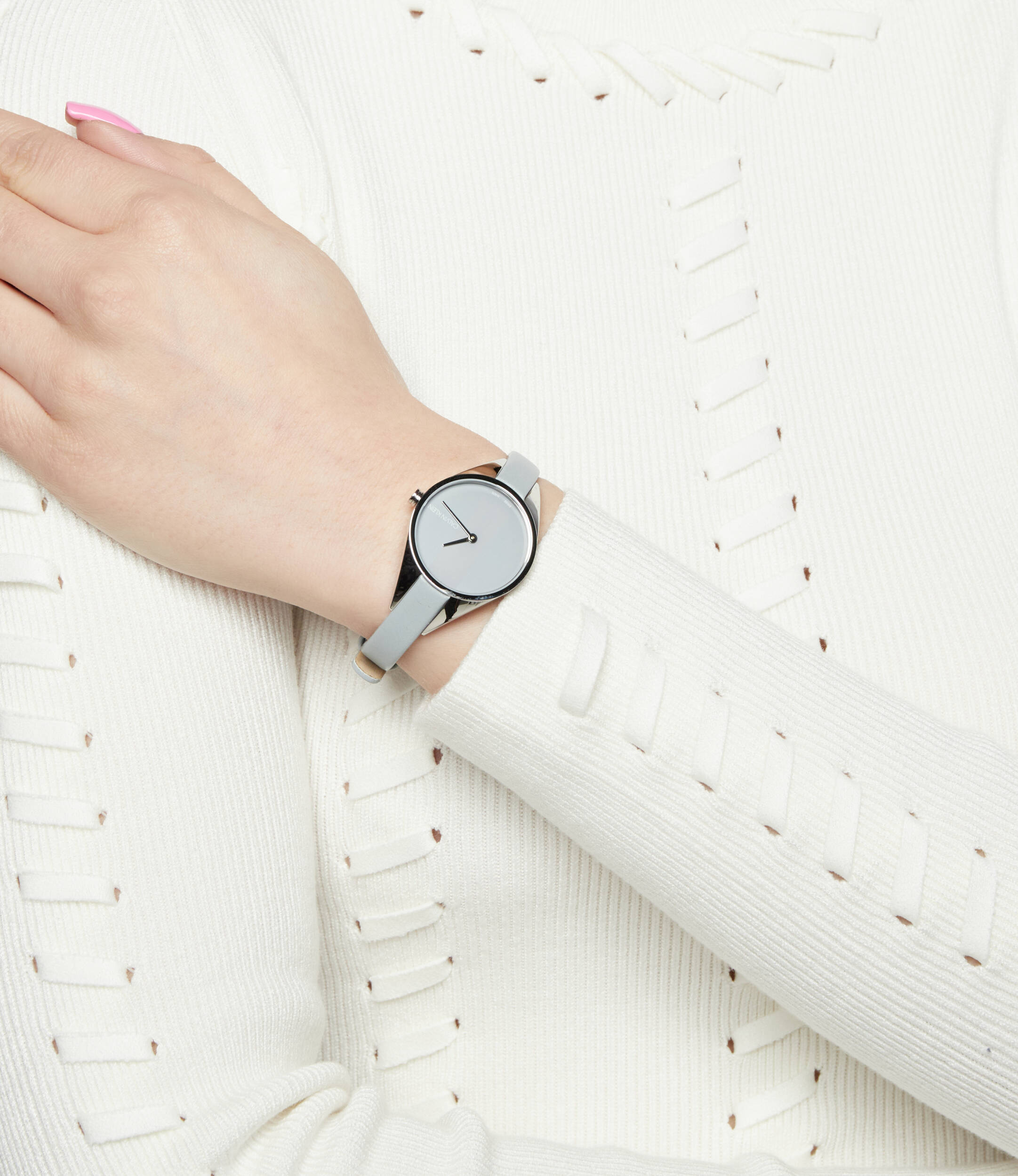 Calvin Klein Rebel Grey Dial Grey Leather Strap Watch for Women - K8P231Q4