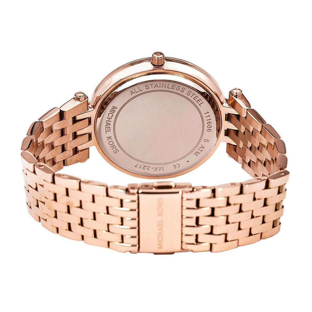 Michael Kors Darci Black Dial Rose Gold Steel Strap Watch for Women - MK3402
